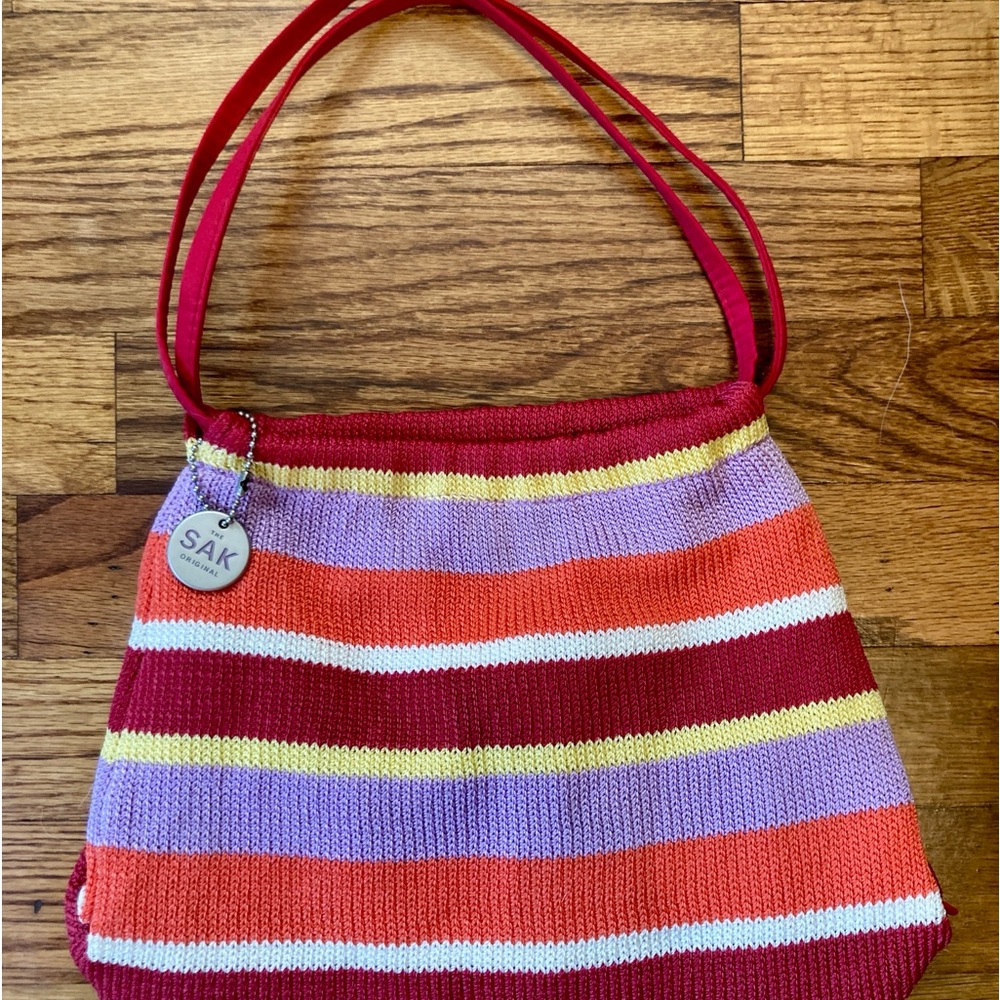 The Sak Tulip Bag/Purse in Caribbean Stripe Red.